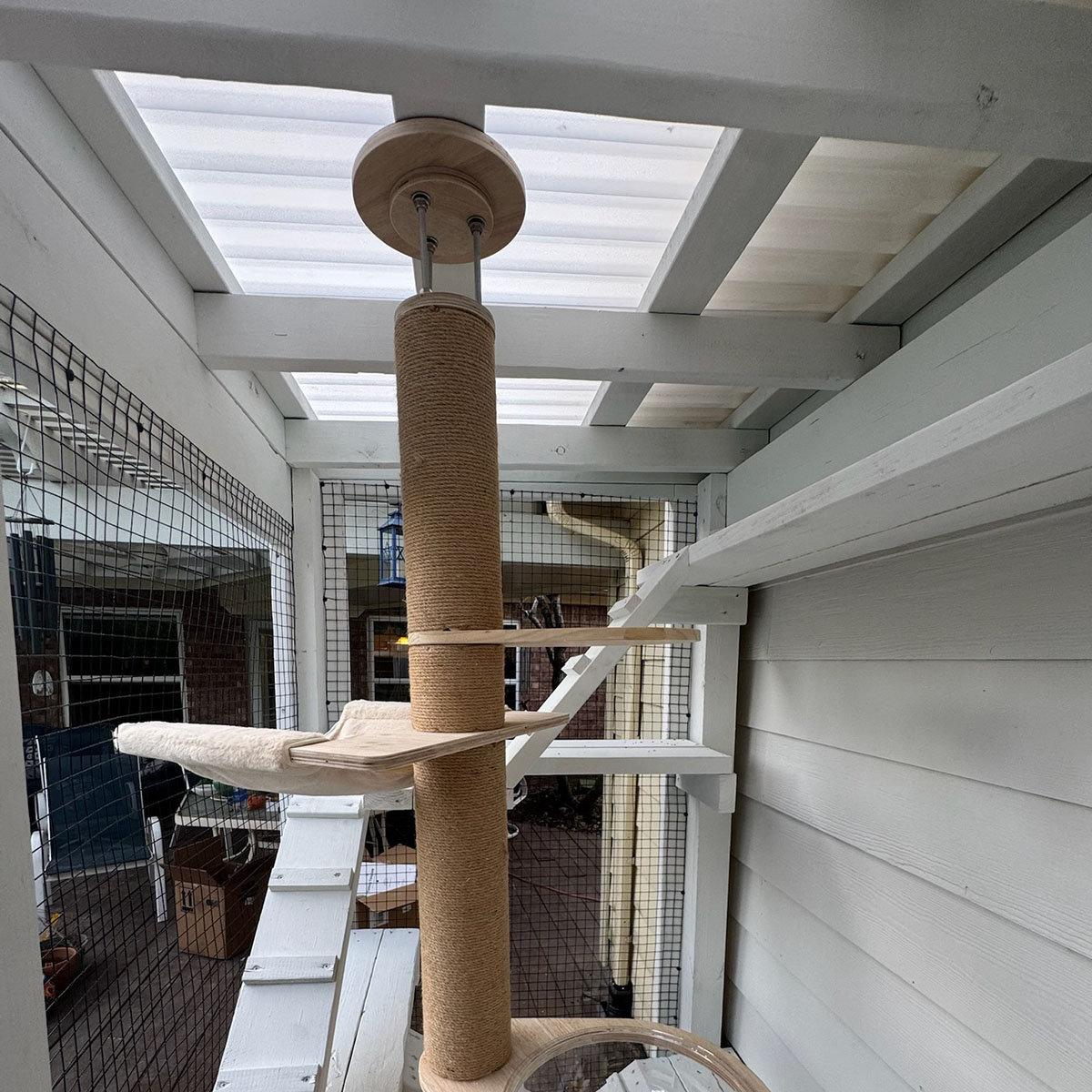 Finished catio roof made of polycarbonate