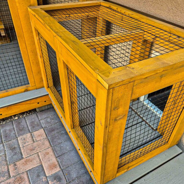Small window catio box on patio bricks